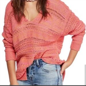 🌺 Free People Hot Tropics V-Neck Oversized Sweater • Small